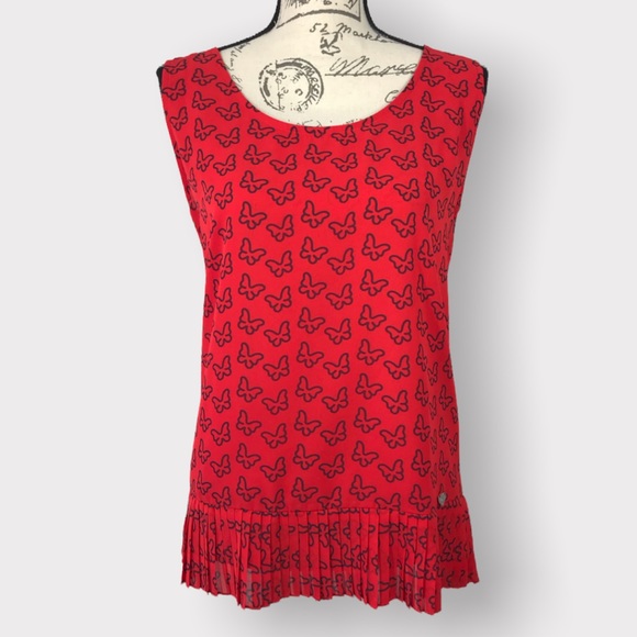 BLUGIRL FOLIES, Tank Top, Pleated Bottom, Butterfly Pattern, Size 6 - Picture 2 of 13